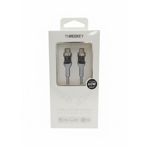 CABLE TIPO C A TIPO C 1 METRO 60W THREEKEY AZUL - TKNB05TCBL-1