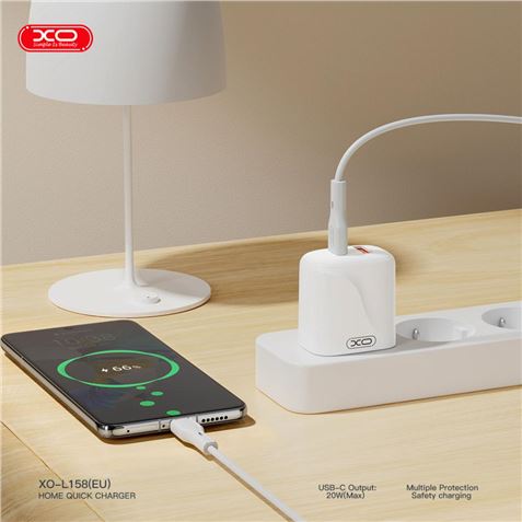 CARGADOR CARGA RAPIDA 30W USB-A /USB-C L151 + CABLE LIGHTNING BLANCO XO - XOL151LG-1
