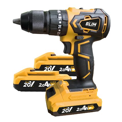 TALADRO PERCUTOR S/CARBONES 20V | 3 BATERIAS 2AH | CAJA ALUMINIO 50PCS BLIM - BL0112