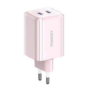 CARGADOR DE CORRIENTE 35W 2 X TIPO C THREEKEY ROSA - TK111PK-1