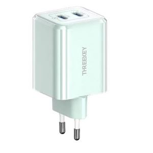 CARGADOR DE CORRIENTE 35W 2 X TIPO C THREEKEY VERDE - TK111GR-2