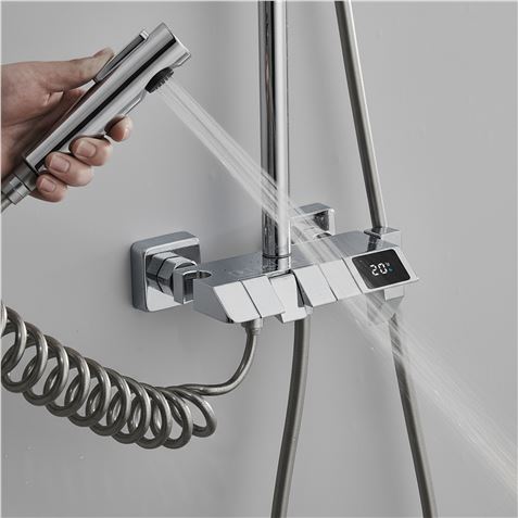 COLUMNA DE DUCHA SEL. BOTON DISPLAY CROMADA FONTASTOCK - FSKFCD007-3