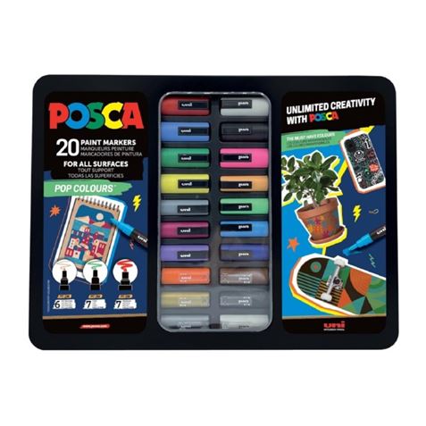 MALETA METALICA CON 20 MARCADORES CON TINTA BASE AGUA SURTIDOS POP COLOURS - 302422187