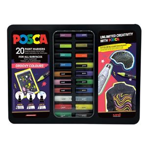 MALETA METÁLICA CON 20 MARCADORES DE PINTURA PUNTA POLIESTER SURTIDOS POSCA - 302422188