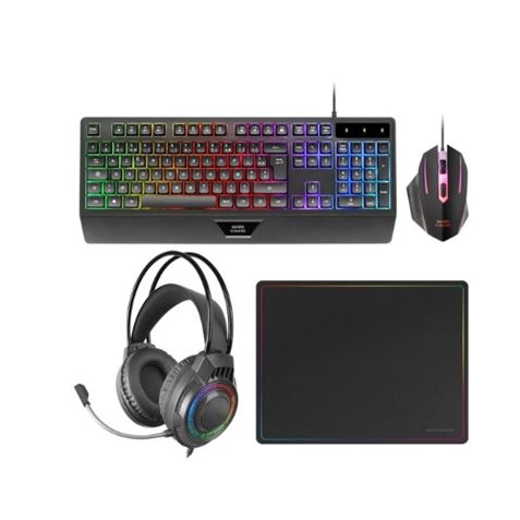 PACK GAMING 4EN1 TECLADO H-MECH | RATON RGB | AURICULARES | ALFOMBRILLA - MCP124PROES