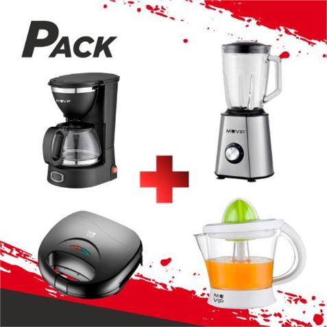 PACK DESAYUNO SANDWICHERA + CAFETERA + EXPRIMIDOR + BATIDORA MUVIP - PACK198-1