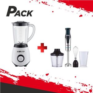 PACK BATIDORA DE VASO 1300W + BATIDORA DE MANO CON ACCESORIOS MUVIP - PACK197-1