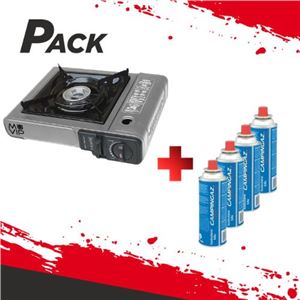 PACK COCINA GAS PORTATIL MUVIP + 4 CARTUCHOS DE GAS 250GR CAMPINGAZ - PACK190-1
