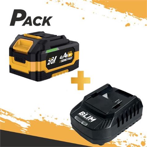 BATERIA 20V 4AH SERIE FAST BLIM + CARGADOR DE BATERÍA RÁPIDO 20V SERIE FAST - PACK205
