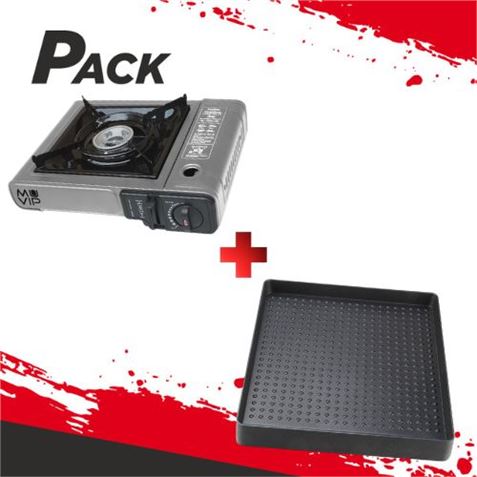 COCINA DE GAS PORTATIL BOMBONA + PLANCHA DE ASAR PARA COCINA PORTÁTIL 1 FUE - PACK214