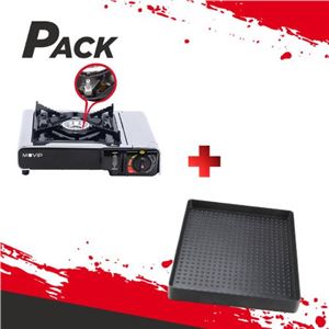 COCINA DE GAS PORTATIL BOMBONA CON FSD + PLANCHA DE ASAR PORTATIL 1 FUEGO - PACK215