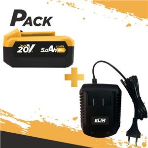 BATERIA 20V 5AH BLIM + CARGADOR DE BATERÍA RÁPIDO 20V BLIM - PACK204