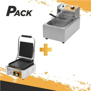 FREIDORA ELÉCTRICA 9 LITROS 2500W + SANDWICHERA INDUSTRIAL PLACA LISA 180W - PACK241