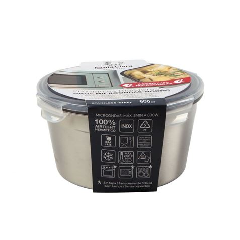 FIAMBRERA ACERO 0.6L REDONDO MICROHORNO STA CLARA - 8433774787754