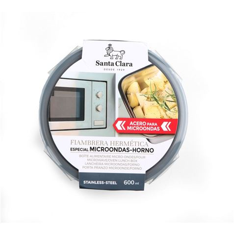 FIAMBRERA ACERO 0.6L REDONDO MICROHORNO STA CLARA - 8433774787754-2