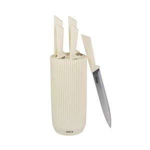 SET 5 CUCHILLOS ACERO INOXIDABLE + TACOMA CREMA JOCCA - 2712C