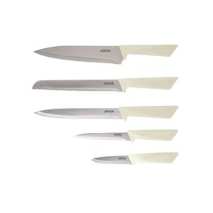 SET 5 CUCHILLOS ACERO INOXIDABLE + TACOMA CREMA JOCCA - 2712C-1
