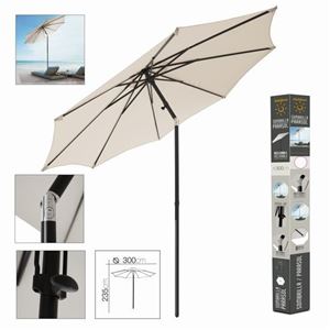 SOMBRILLA BEIGE PUSH UP 3M DIAMETRO X 2.35M ALTURA