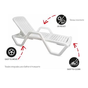 TUMBONA RELAXIA BLANCA 5 POSICIONES 65X186X50 - 15603F-1