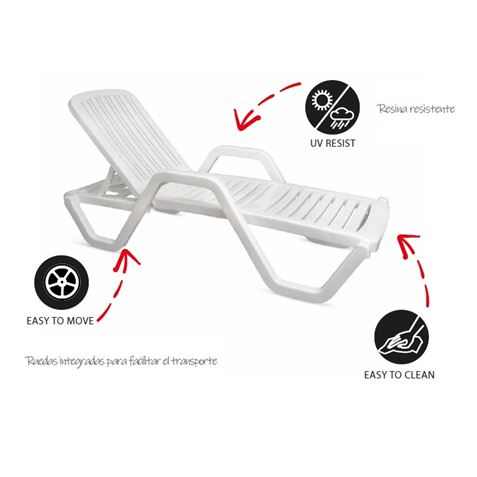 TUMBONA RELAXIA BLANCA 5 POSICIONES 65X186X50 - 15603F-1