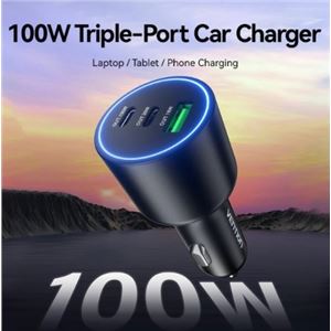 CARGADOR DE COCHE PARA SMARTPHONE | 100W | 2XUSB-C,1USB-A NEGRO VENTION - FFQB0-1