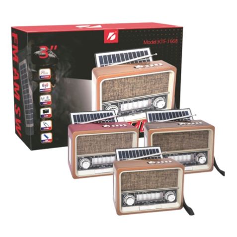 RADIO SOLAR - ALTAVOZ BT | USB | TF | FM | AM | SW | LUZ EMERGENCIA GENX - KTF-1668