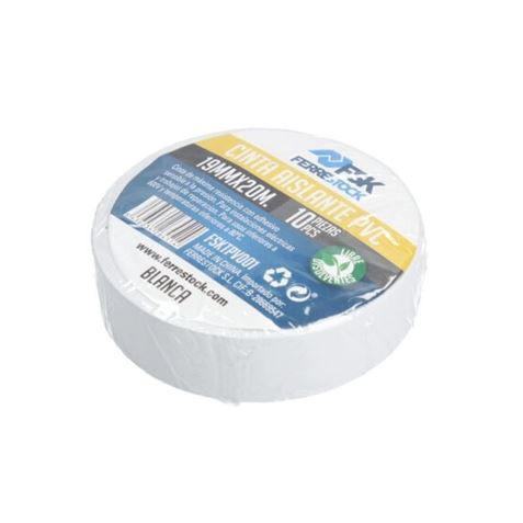 CINTA AISLANTE PVC 19MMX20M BLANCA 10UD FONTASTOCK - FSKTPV001-2