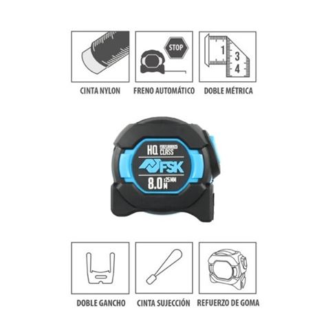 FLEXOMETRO SERIE HQ. 8MX25MM DOBLE CARA FONTASTOCK - FSKFLHQ8025C-1