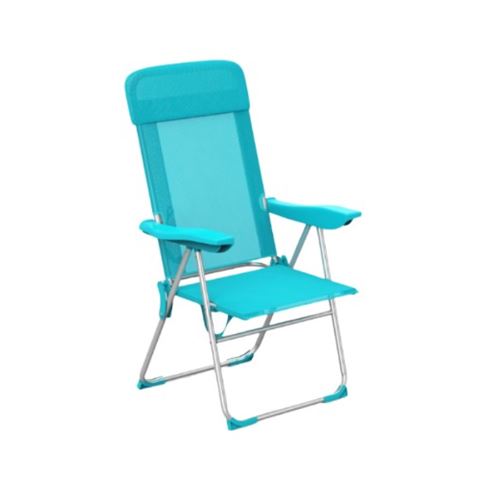 SILLA PLEGABLE 5 POSICIONES ALUMINIO C/COJIN AGUAMARINA 60X60X110CM - 10311