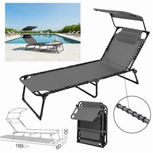TUMBONA C/ PARASOL GOA TEXTILENO ANTRACITA 189X60X30CM - 15943