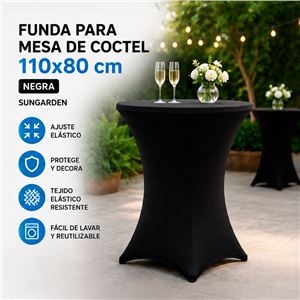 FUNDA PARA MESA DE COCTEL 110X80 NEGRA SUNGARDEN - SG0214-2