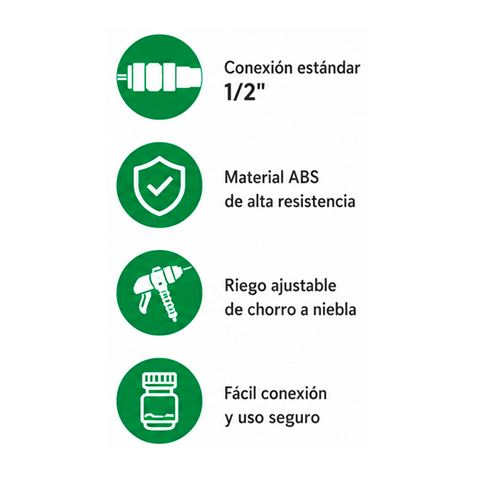 SET 4PCS BOQUILLA DE RIEGO + ADAPTADORES PARA MANGUERA 1/2" SUNGARDEN - SG0196-2.1