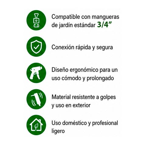 SET 4PCS BOQUILLA DE RIEGO + ADAPTADORES PARA MANGUERA 3/4" SUNGARDEN - SG0197-2