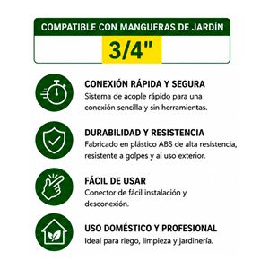CONECTOR RAPIDO PARA MANGUERA 3/4" SUNGARDEN - SG0201-2