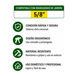 SET 4PCS BOQUILLA DE RIEGO + ADAPTADORES PARA MANGUERA 5/8" SUNGARDEN - SG0198-2