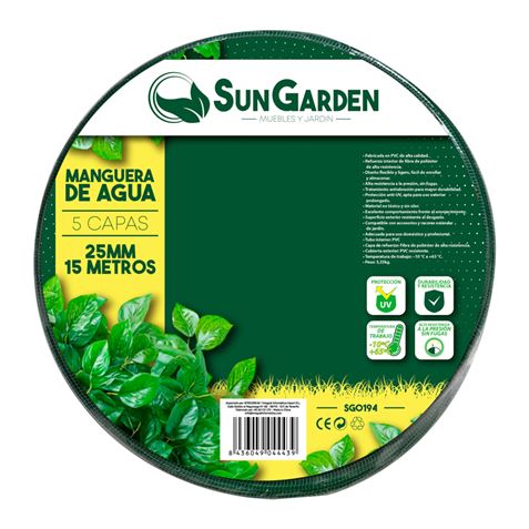 MANGUERA AGUA 5 CAPAS 25MM 15METROS SUNGARDEN - SG0194