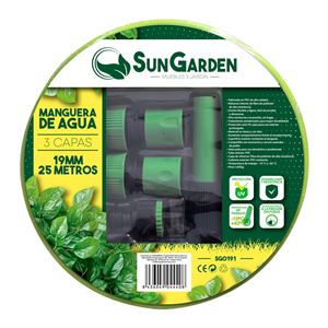 MANGUERA AGUA 3 CAPAS 19MM 25METROS SUNGARDEN - SG0191