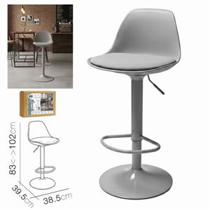 TABURETE BAR C/ RESPALDO GRIS 38.5X39.5X83CM - 41047