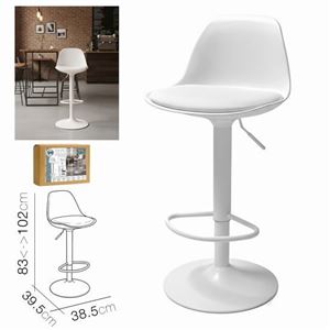 TABURETE BAR C/ RESPALDO BLANCO 38.5X39.5X83CM - 41046