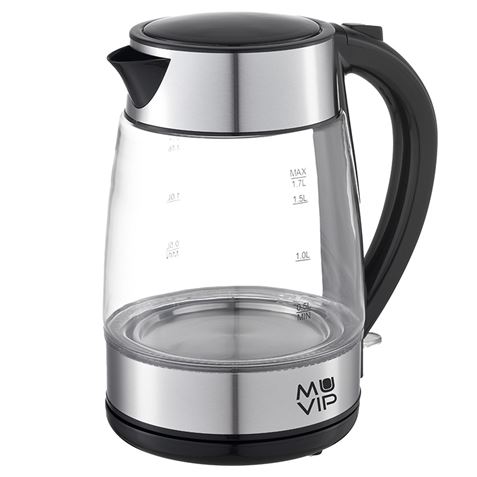 HERVIDOR DE AGUA CRISTAL INOX 1.7 LITROS 2200W MUVIP - MV0687-2