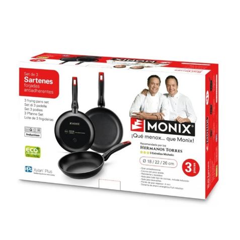 SET DE 3 SARTENES HERMANOS TORRES 18 22 26 MONIX - M240000-2