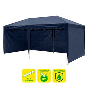 CARPA PLEGABLE ACERO 3X6 METROS AZUL OSCURO + 4 PAREDES PARA CARPA PLEGABLE - SG0024 4 PAREDES