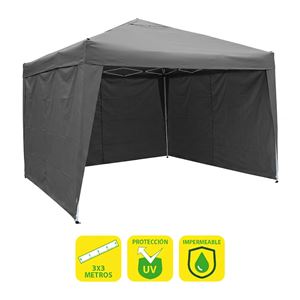 CARPA PLEGABLE ACERO 3X3 METROS GRIS + 4 PAREDES PARA CARPA PLEGABLE - SG0016 3 PAREDES