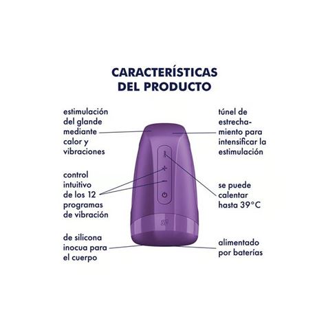 MASTURBADOR MASCULINO MEN HEAT VIBRATION DARK BERRY SATISFYER - 4061504083803-1