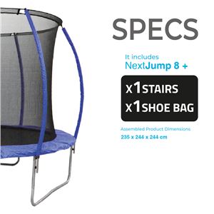 TRAMPOLIN CAMA ELASTICA 2.44 METROS NEXTJUMP 8 HASTA 100KG BIWOND AZUL - BW0052-2