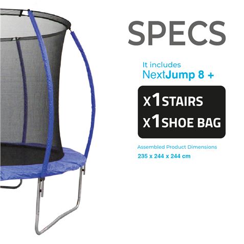 TRAMPOLIN CAMA ELASTICA 2.44 METROS NEXTJUMP 8 HASTA 100KG BIWOND AZUL - BW0052-2