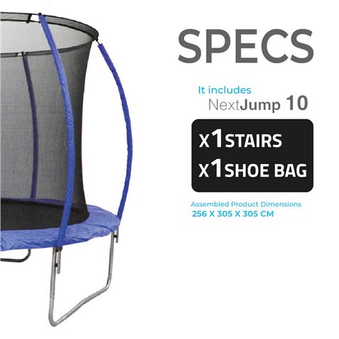 TRAMPOLÍN CAMA ELÁSTICA 3.05M NEXTJUMP 10 HASTA 150KG BIWOND AZUL - BW0054-2