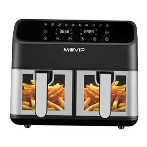 FREIDORA AIRE CALIENTE AIRCOOK DUAL 9 LITROS (4.5L+4.5L) CON VENTANA MUVIP - MV0703-2