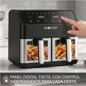 FREIDORA AIRE CALIENTE AIRCOOK DUAL 9 LITROS (4.5L+4.5L) CON VENTANA MUVIP - MV0703-5