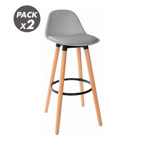 PACK 2 TABURETES ACOLCHADOS CON RESPOSAPIÉS GRISES MUVIP - MV0689
